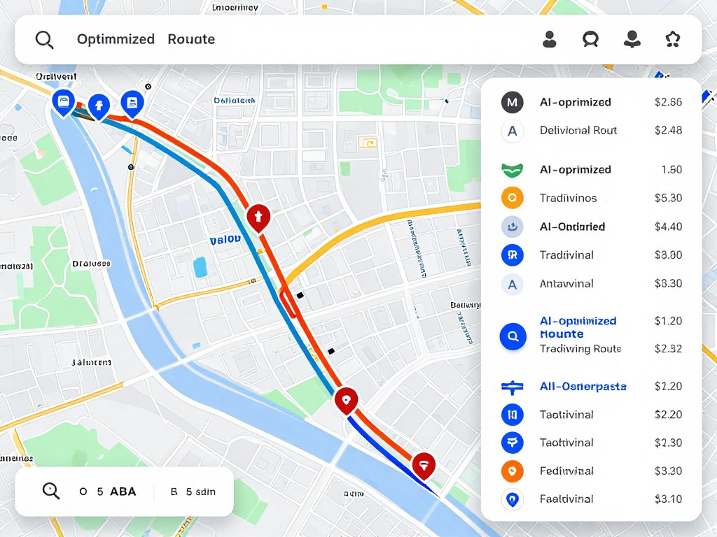 AI route optimization showing multiple delivery routes