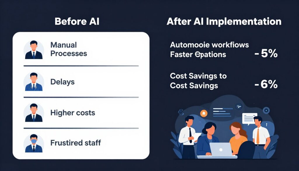 Before and after comparison of AI implementation results
