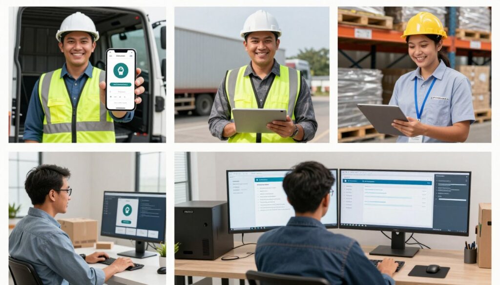 Diverse logistics clients using custom applications