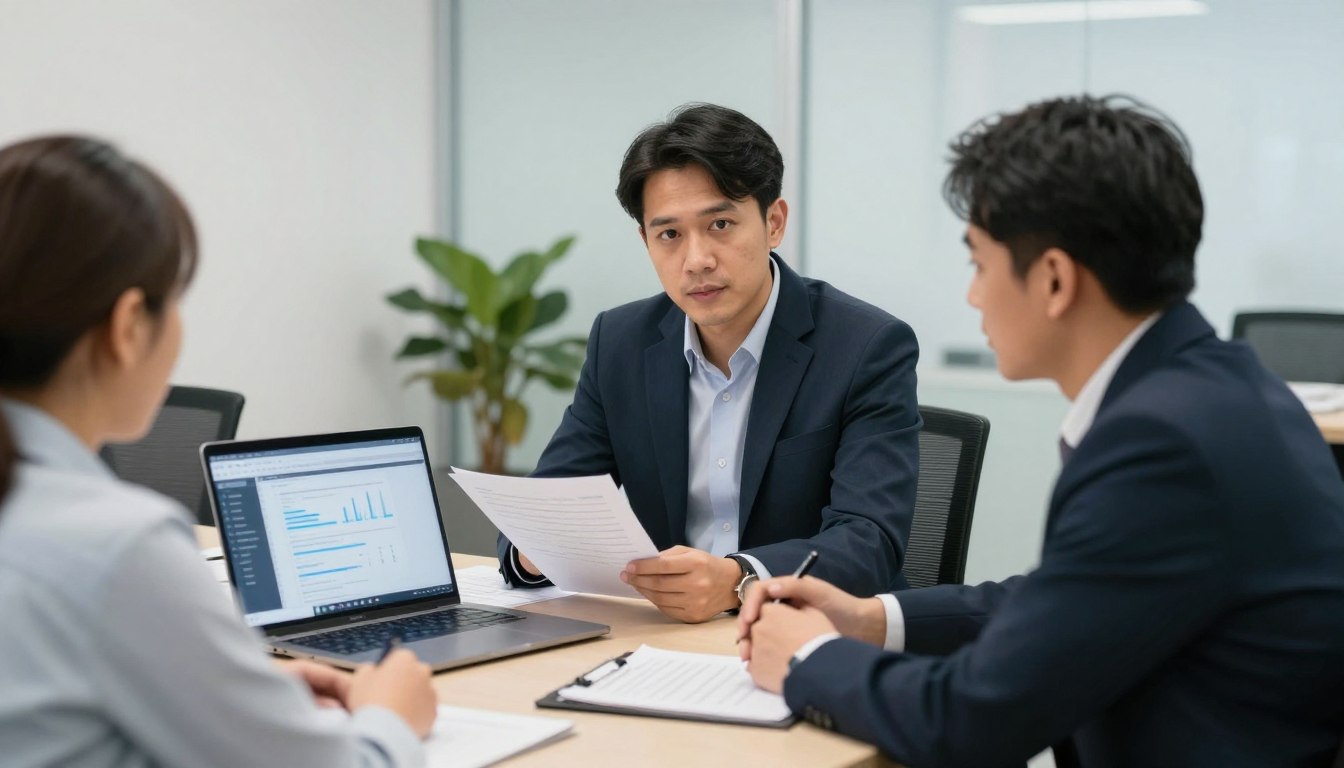 Konsultan supply chain melakukan assessment dengan client
