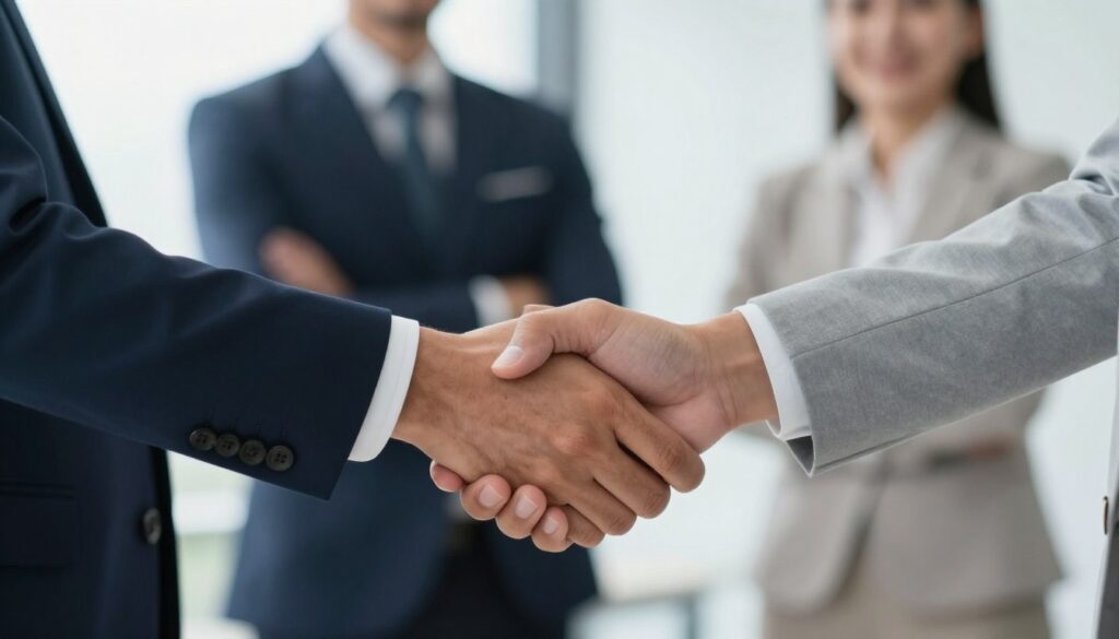 Professional handshake symbolizing partnership for custom logistics application development