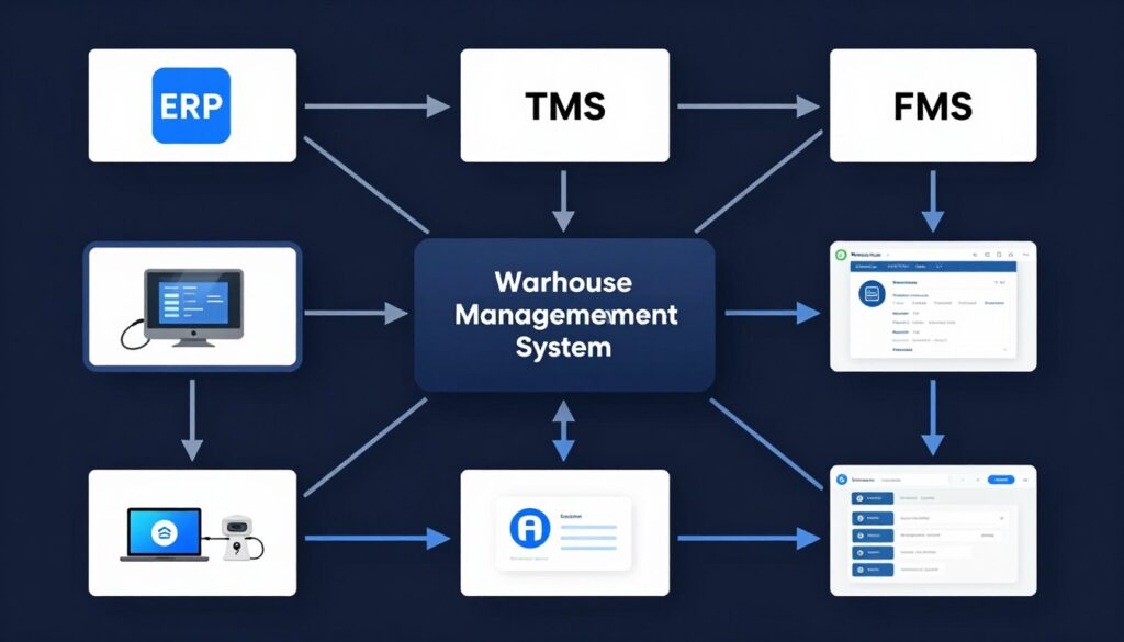 System integration architecture diagram showing WMS connections